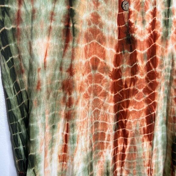 J Gee Green Maroon Tie Dye Short Sleeve Shirt Dress Size Medium - Picture 5 of 10